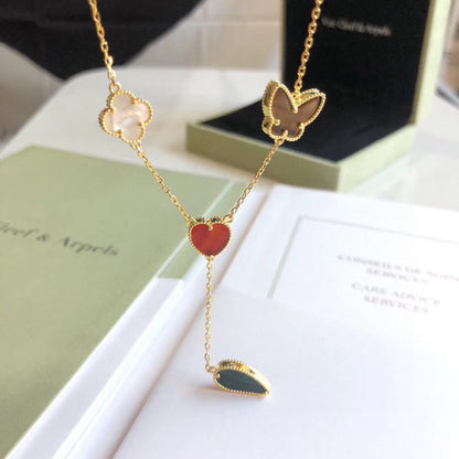 [Stellar Jewelry]LUCKY SPRING 4 MOTIFS ROSE GOLD NECKLACE