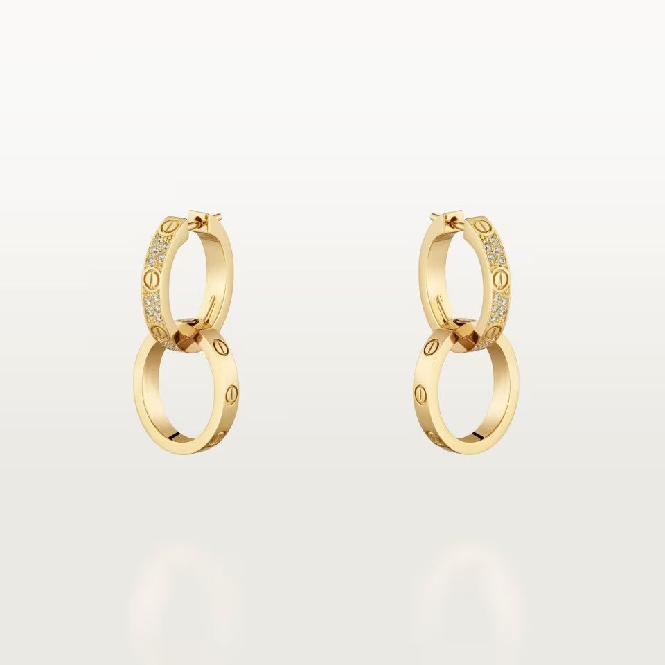 [Stellar Jewelry]LOVE 3.3MM DANGLE HALF DIAMOND EARRINGS